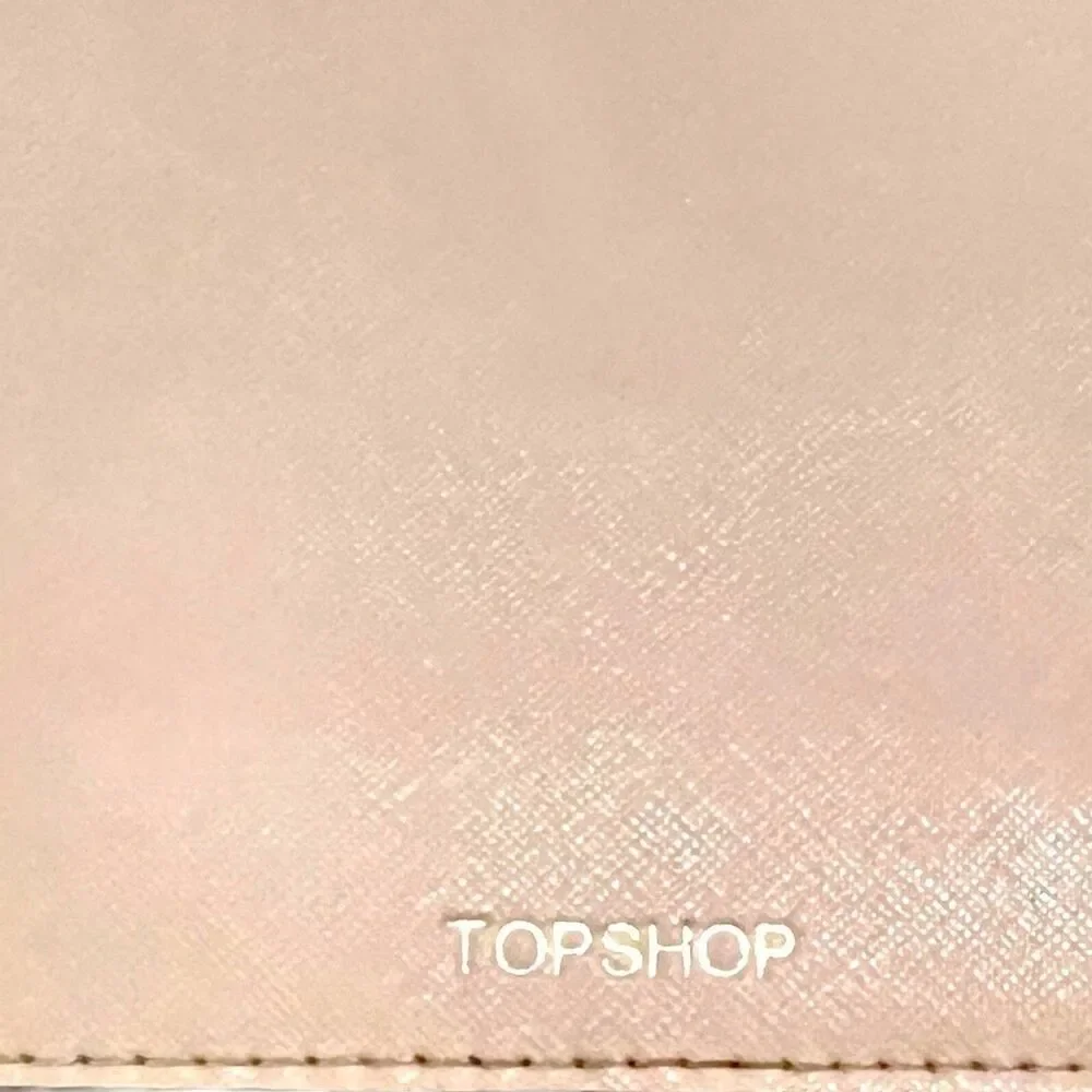 TopShop Pale Blush Pink Faux Leather Clutch Crossbody Shoulder Bag Purse Handbag